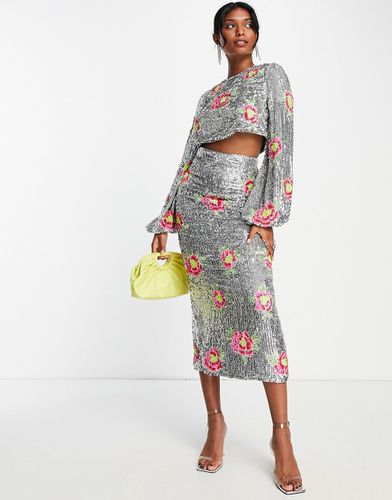 Gonna midi con paillettes, motivo floreale - ASOS EDITION - Modalova