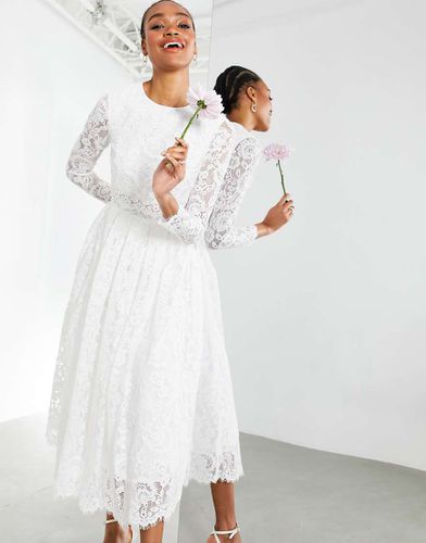 ASOS EDITION - Kate - Vestito da sposa midi in pizzo con crop top - ASOS DESIGN - Modalova