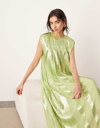 Vestito lungo a pieghe decorato con paillettes - ASOS EDITION - Modalova