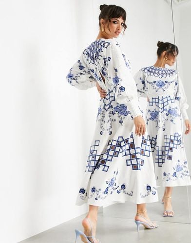 Vestito midi ricamato con finiture in pizzo e sangallo - ASOS EDITION - Modalova