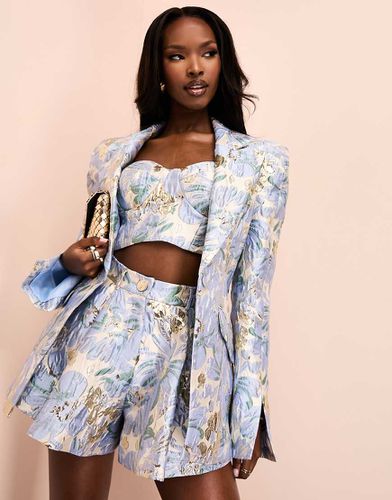 Blazer con spalline imbottite blu a fiori jacquard in coordinato - ASOS LUXE - Modalova