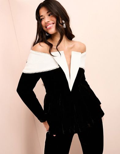 Blazer stile corsetto in velluto con spalle scoperte e scollo profondo - ASOS LUXE - Modalova