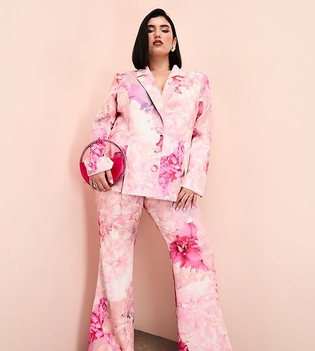Curve - Pantaloni da abito rosa con stampa floreale in coordinato - ASOS LUXE - Modalova