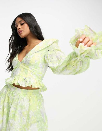 Top lime in pizzo a fiori in coordinato - ASOS Luxe - Modalova