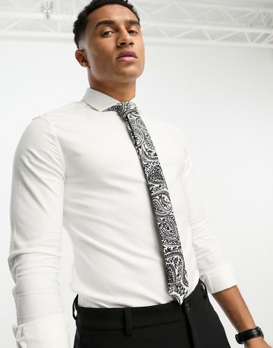 Cravatta con stampa cachemire nera e bianca - Bolongaro Trevor - Modalova