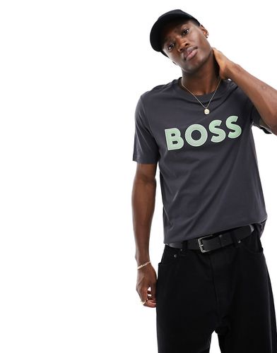 BOSS - T-shirt antracite con logo - BOSS Green - Modalova