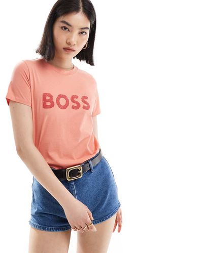 BOSS - T-shirt rosso slavato con logo tono su tono - BOSS Orange - Modalova