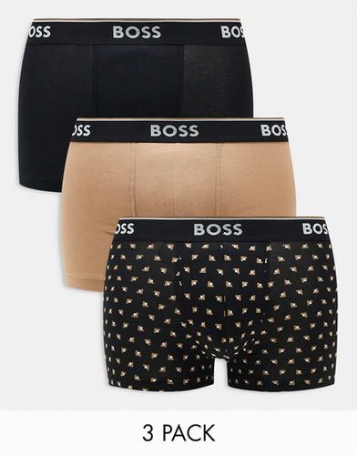 Confezione da 3 boxer aderenti neri con stampa - BOSS Bodywear - Modalova