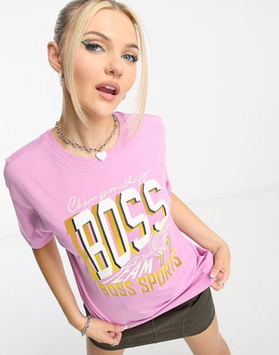 T-shirt oversize con logo stile college - BOSS Orange - Modalova