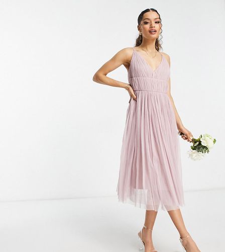 Petite - Vestito midi da damigella in tulle a balze ghiaccio - Beauut - Modalova