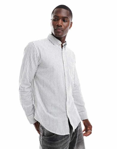 Camicia a maniche lunghe in lino a righe ampie bianca - Ben Sherman - Modalova