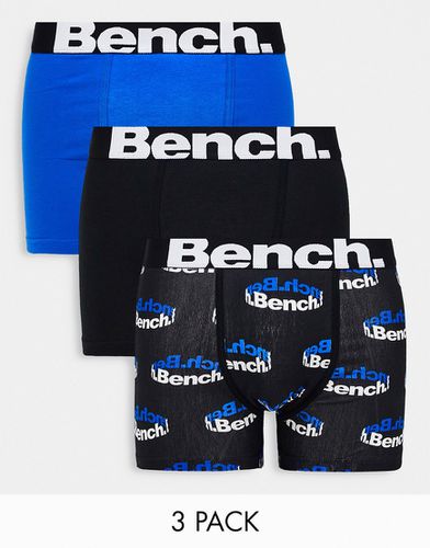 Confezione da 3 paia di boxer con logo in vita neri con stampa, neri e blu reale - Bench - Modalova