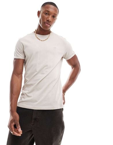 T-shirt pietra basic con maniche risvoltate - Bershka - Modalova