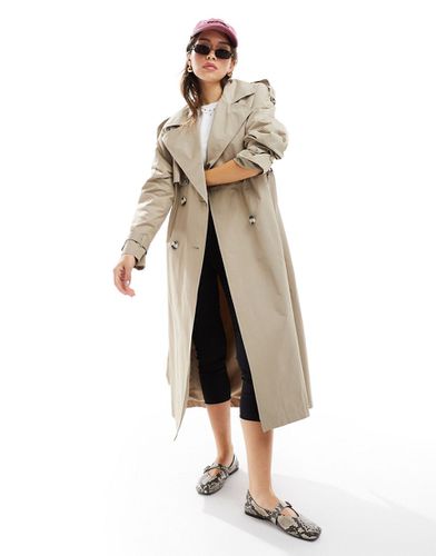 Trench lungo color cammello - Bershka - Modalova