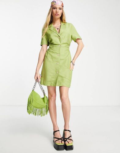 Vestito sartoriale color lime con cut-out arricciato - Bershka - Modalova