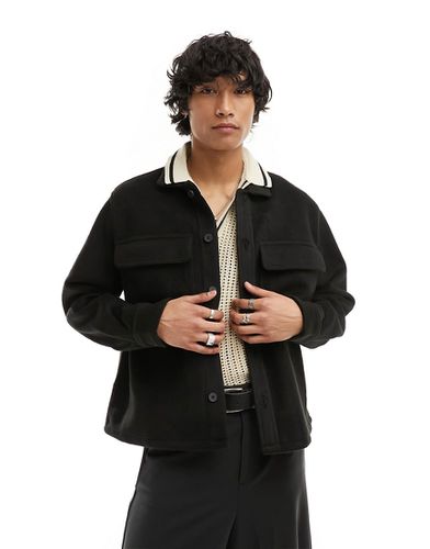Camicia a maniche lunghe nera con doppie tasche - Bershka - Modalova