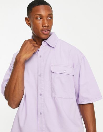 Camicia in denim leggero, colore lilla - Bershka - Modalova