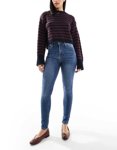 Jeans skinny a vita alta lavaggio scuro - Bershka - Modalova