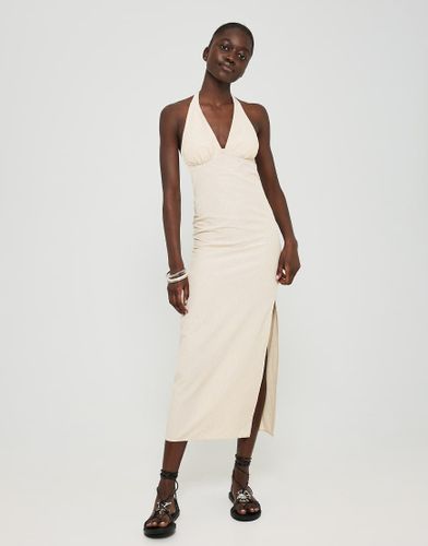 Robe mi-longue nouée autour du cou - clair - Bershka - Modalova