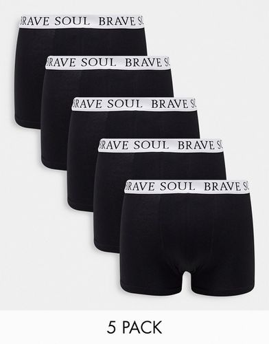 Confezione da 5 boxer neri con fascia in vita con logo - Brave Soul - Modalova