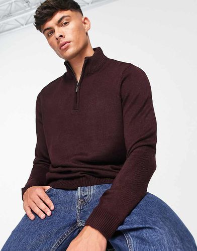 Maglione con zip corta bordeaux - Brave Soul - Modalova