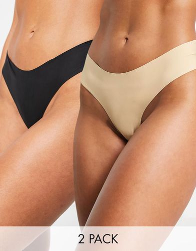 Confezione da 2 perizomi invisibili sotto i vestiti effetto levigante nero e beige - Bye Bra - Modalova