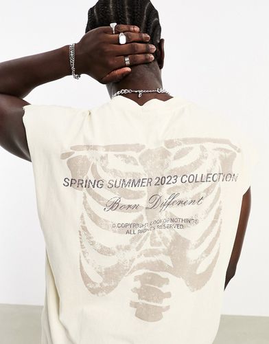 T-shirt senza maniche oversize sporco con stampa di scheletro sul retro - Good For Nothing - Modalova