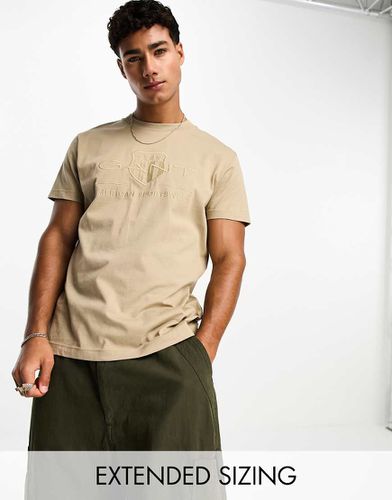 T-shirt beige con logo grande a scudo tono su tono - Gant - Modalova