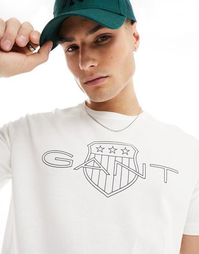 T-shirt bianca con logo dello scudo - Gant - Modalova