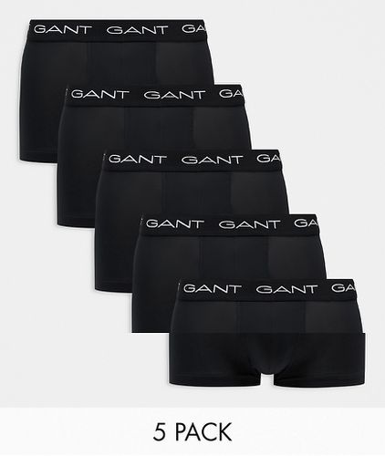 Confezione da 5 paia di boxer aderenti neri con fascia in vita con logo - Gant - Modalova