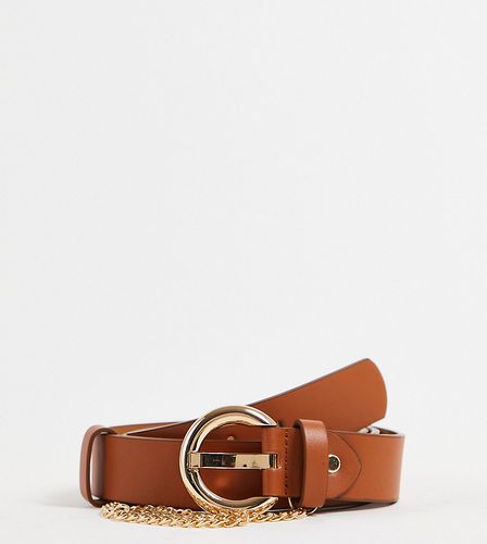 Cintura per vita e fianchi color cuoio con catena dorata - Glamorous Curve - Modalova