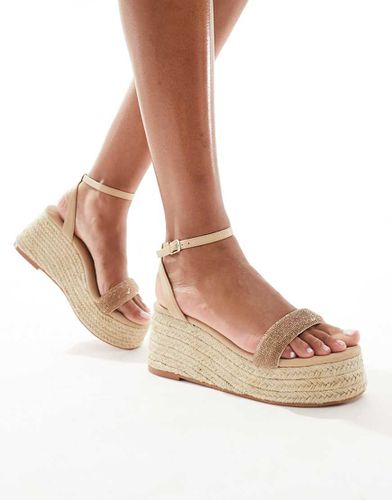 Sandali con plateau stile espadrilles color con strass - Glamorous - Modalova