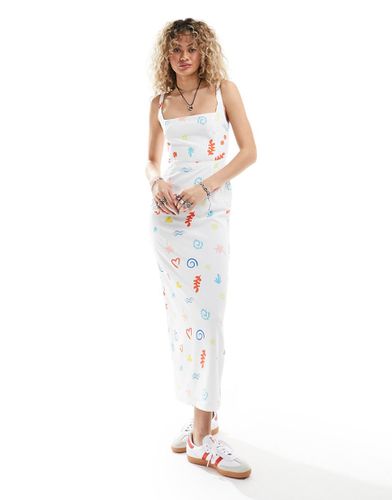 Vestito midi con spalline sottili e scollo squadrato con stampa stile vacanze - Glamorous - Modalova