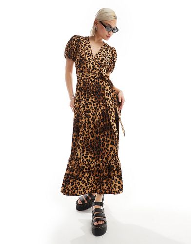 Vestito voluminoso leopardato a portafoglio - Glamorous - Modalova