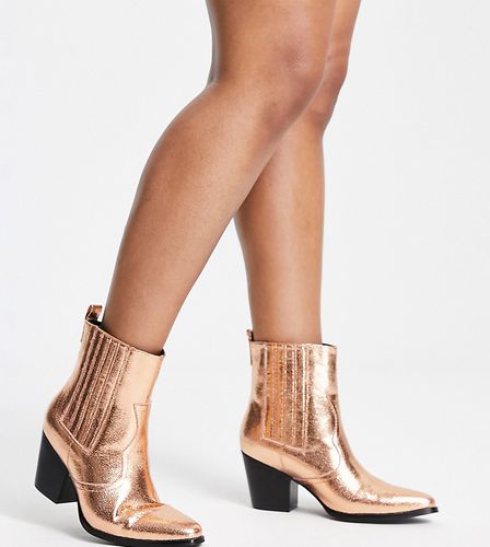 Stivaletti color bronzo alla caviglia - In esclusiva per ASOS - Glamorous Wide Fit - Modalova