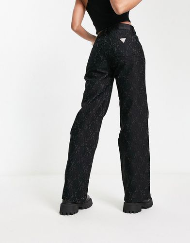 Jeans a fondo ampio neri con logo - GUESS Originals - Modalova