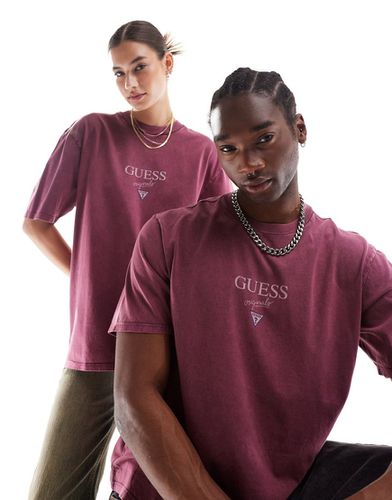 Originals - T-shirt unisex bordeaux con logo stampato - Guess - Modalova