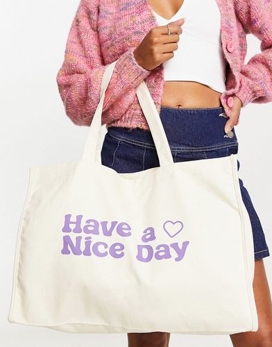 Maxi borsa con stampa "Have a nice day" - Daisy Street - Modalova