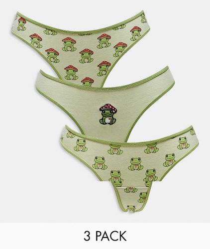 Confezione multipack di slip in jersey di cotone con grafica di rana - Daisy Street - Modalova