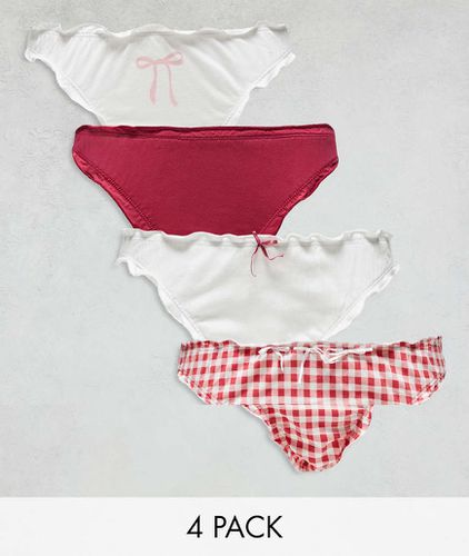 Confezione multipack di slip in cotone a quadretti con volant - Daisy Street - Modalova