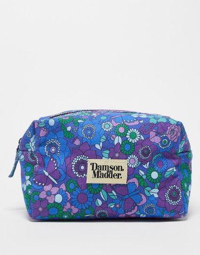 Trousse per make up in cotone a fiori trapuntata con logo - Damson Madder - Modalova