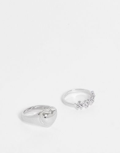 Confezione da 2 anelli con motivo a cuore e fiamma color - DesignB London - Modalova