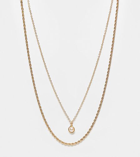 Confezione da 2 collane color con catenina stile corda e perla pendente - DesignB London - Modalova
