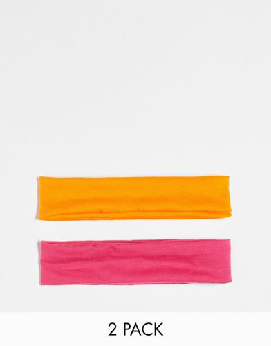 Confezione multipack da 2 fasce per capelli in jersey arancione e rosa - DesignB London - Modalova