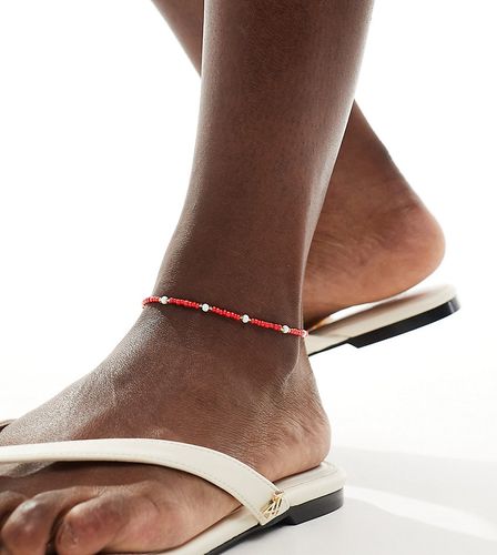 Cavigliera rossa con perle e perline - DesignB London - Modalova