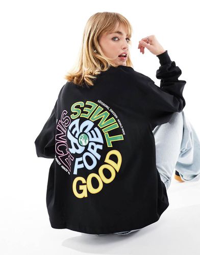 Maglietta a maniche lunghe vestibilità comoda nera con stampa "Good Times Since Forever" sul retro - Dr Denim - Modalova