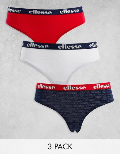 Confezione da 3 perizomi con logo in vita blu navy bianco e - ellesse - Modalova