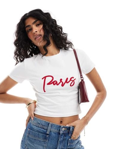 Esclusiva - T-shirt bianca taglio corto con motivo "Paris" applicato - The Frolic - Modalova