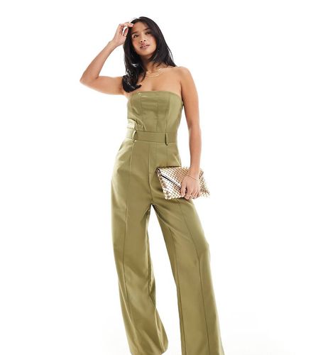 Tuta jumpsuit kaki a fascia a fondo ampio - Extro & Vert Petite - Modalova