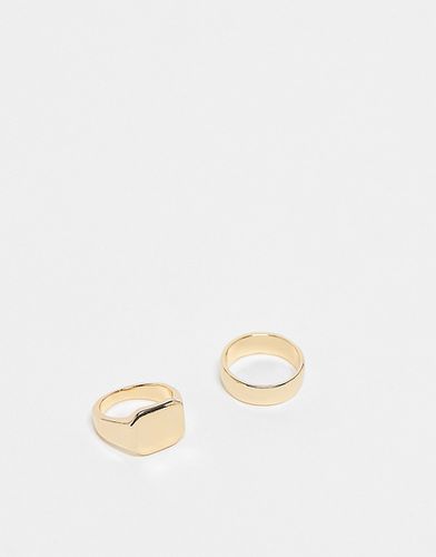 Confezione multipack di anelli dorati a sigillo e a fascia - FADED FUTURE - Modalova